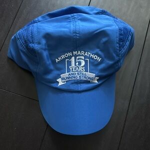 NWOT Akron Marathon hat blue with Velcro strap OS